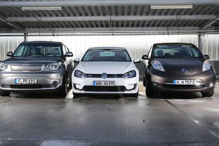 Kia Soul EV, Nissan Leaf, VW e-Golf