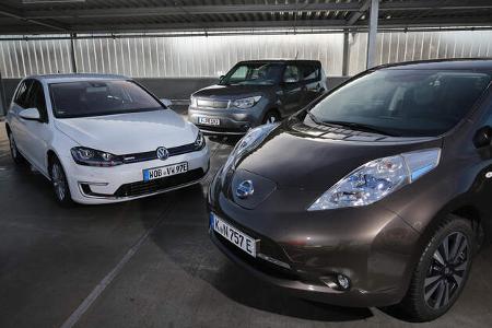 Kia Soul EV, Nissan Leaf, VW e-Golf
