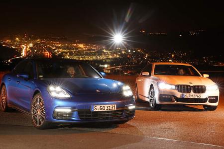 BMW 750d xDrive, Porsche Panamera 4S Diesel, Frontansicht