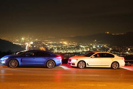 BMW 750d xDrive, Porsche Panamera 4S Diesel, Seitenansicht