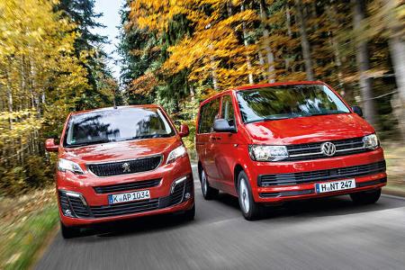 VW Multivan 2.0 TDI, Peugeot Traveller HDi 150 L2, Frontansicht