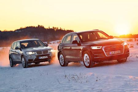 Audi Q5 2.0 TFSI Quattro, BMW X3 xDrive 28i, Frontansicht Audi Q5 2.0 TFSI Quattro, BMW X3 xDrive 28i, Frontansicht
