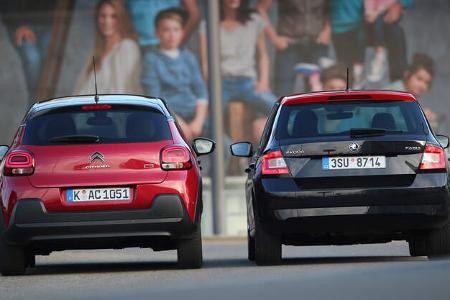 Skoda Fabia 1.4 TDI, Citroën C3 BlueHDi 100, Heckansicht