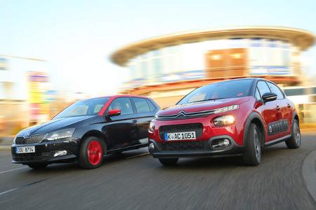 Skoda Fabia 1.4 TDI, Citroën C3 BlueHDi 100, Frontansicht