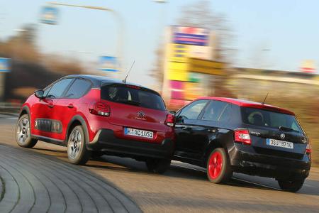 Skoda Fabia 1.4 TDI, Citroën C3 BlueHDi 100, Heckansicht