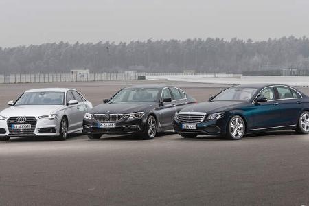 Audi A6 3.0 TDI Quattro, BMW 530d, Mercedes E 350 d