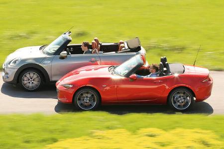 Mazda MX-5 G 160, Mini Cooper S Cabrio, Seitenansicht