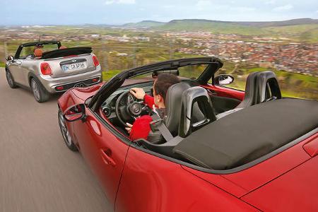 Mazda MX-5 G 160, Mini Cooper S Cabrio, Heckansicht