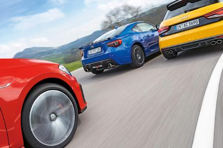 Audi S1 Sportback, Subaru BRZ, VW Golf GTI Audi S1 Sportback, Subaru BRZ, VW Golf GTI