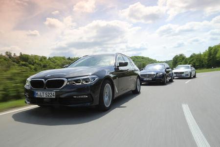 BMW 530d Touring, Mercedes E 350 d T, Volvo V90 D5 AWD Front