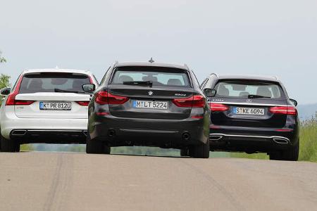 BMW 530d Touring, Mercedes E 350 d T, Volvo V90 D5 AWD Heck