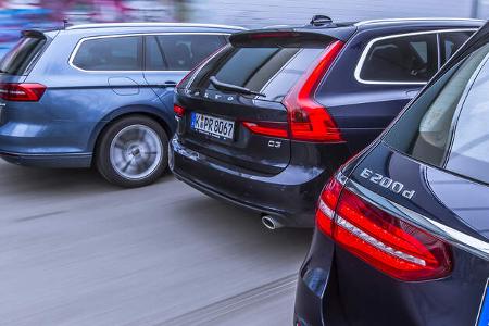 Mercedes E 200 T, Volvo V90, VW Passat Variant Mercedes E 200 T, Volvo V90, VW Passat Variant