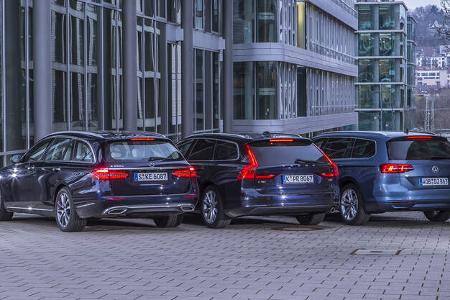Mercedes E 200 T, Volvo V90, VW Passat Variant 