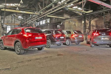 Mazda CX-5 D 175 AWD Sports-Line, Peugeot 5008 BlueHdi 180 GT, Renault Koleos dCi 175 4WD Initiale Paris, Skoda Kodiaq 2.0 TDI 4x4 Style, Exterieur