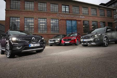 Mazda CX-5 D 175 AWD Sports-Line, Peugeot 5008 BlueHdi 180 GT, Renault Koleos dCi 175 4WD Initiale Paris, Skoda Kodiaq 2.0 TDI 4x4 Style, Exterieur