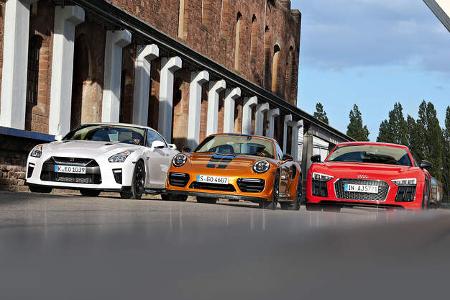Porsche 911 Turbo S Exclusive 991 Audi R8 V10 Plus Nissan GT-R Test