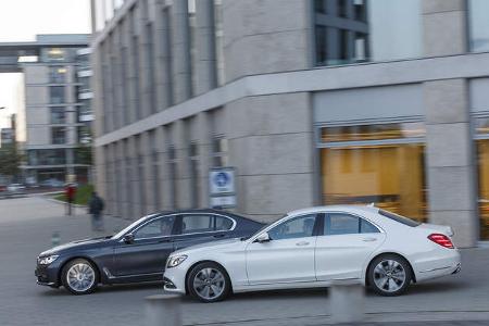BMW 740i, Mercedes S 450 4Matic, Exterieur Seite