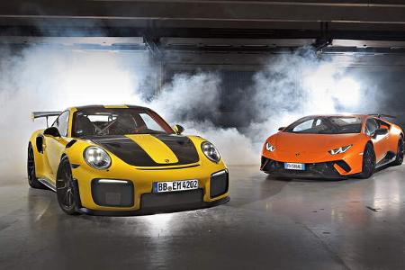 Lamborghini Huracán Performante, Porsche 911 GT2 RS, Exterieur Lamborghini Huracán Performante, Porsche 911 GT2 RS, Exterieur