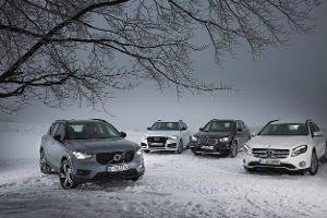 Audi Q3 2.0 TFSI Quattro, BMW X1 xDrive 25i, Mercedes GLA 250 4MAtic, Volvo XC40 T5 AWD, Vergleichstest, Exterieur