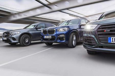 Audi SQ5 3.0 TFSI Quattro, BMW X3 M40i xDrive, Mercedes-AMG GLC 43 4Matic, Exterieur Front