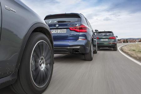 Audi SQ5 3.0 TFSI Quattro, BMW X3 M40i xDrive, Mercedes-AMG GLC 43 4Matic, Exterieur Heck