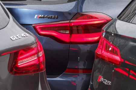 Audi SQ5 3.0 TFSI Quattro, BMW X3 M40i xDrive, Mercedes-AMG GLC 43 4Matic, Exterieur Heck