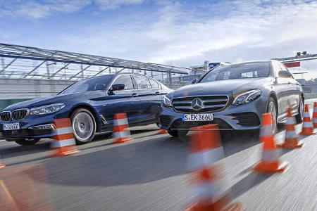 BMW 530i Luxury Line, Mercedes E 300 AMG Line, Exterieur BMW 530i Luxury Line, Mercedes E 300 AMG Line, Exterieur