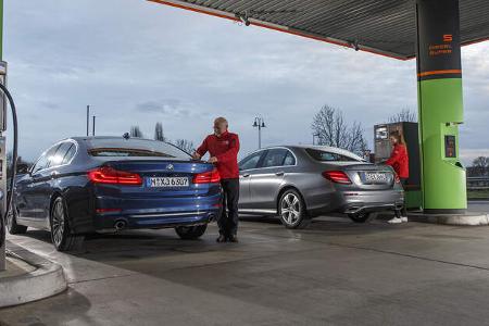 BMW 530i Luxury Line, Mercedes E 300 AMG Line, Exterieur
