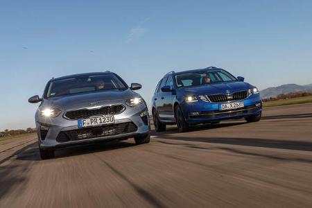 Kia Ceed Sportswagon 1.4 T-GDI Platinum Edition, Skoda Octavia Combi 1.5 TSI ACT Style, Exterieur Kia Ceed Sportswagon 1.4 T-GDI Platinum Edition, Skoda Octavia Combi 1.5 TSI ACT Style, Exterieur