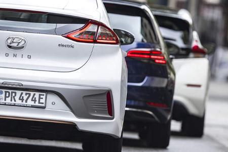 Hyundai Ioniq Elektro, Nissan Leaf, VW e-Golf, Exterieur