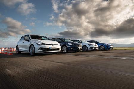 Kia Ceed 1.4 T-GDI GT Line, Opel Astra 1.4 DI Turbo Elegance, Renault Mégane Tce 140 Bose Edition, VW Golf 1.5 eTSI Style, Exterieur