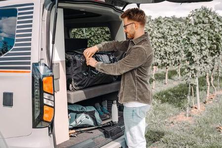 Heck, Weinberg, Campervan, Gepäck