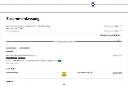 VW Golf Konfigurator, ams2620