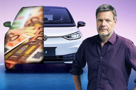 Robert Habeck Elektroauto Prämie Förderung halbieren Collage