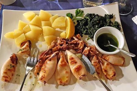 Meeresfrüchte, Kartoffeln, Grill