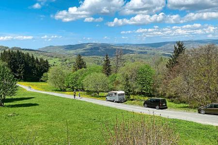 Aussicht, Stra§e, Autos, BŠume, Horizont, Himmel
