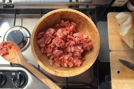 Campingküche Ratatouille aus dem Omnia mit Bildanleitung Hackbällchenmasse