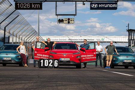 Hyundai Kona Reichweiten Rekordfahrt Lausitzring 2020