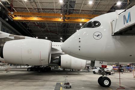 Die Nase des nagelneuen Airbus A350-900 