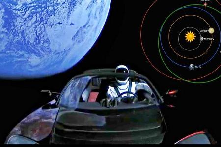 Tesla Roadster Space X Weltall Screenshot