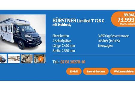 Bürstner, Angebot