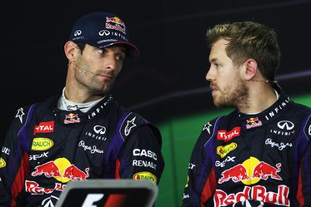 Mark Webber vs. Sebastian Vettel - 2009 bis 2013 fahren Youngster Vettel und Routinier Webber gemeinsam für Red Bull. Schnell entwickelt sich ein Duell, das mit harten Bandagen geführt wird. 2010 kommt es zum ersten Mega-Zoff, als die beiden in Führung liegend crashen und Vettel ausscheidet. Nichtsdestotrotz wird der Deutsche viermal Champion, während Webber nur punktuell überzeugt.