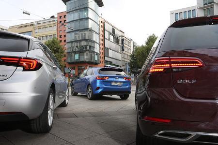 Kia Ceed 1.4 T-GDI, Opel Astra 1.4 DI Turbo, VW Golf 1.5 TSI Act, Exterieur
