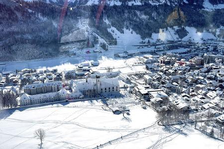 Vogelperspektive, Kloster, HŠuser, Berge, Schnee