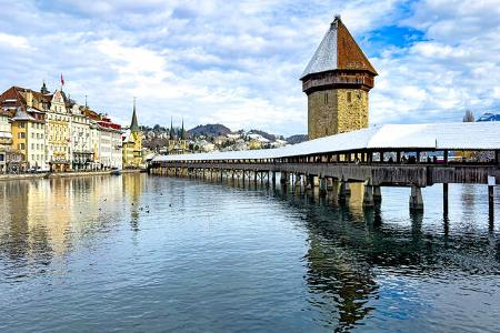 See, BrŸcke, Turm, HŠuser, Himmel
