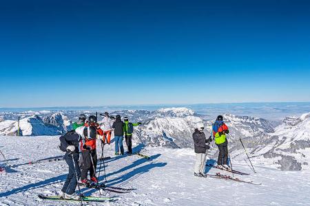 Panorama, Skifahrer, Felsen, Winterlandschaft, Horizont