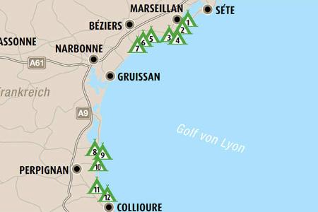 Digitale Karte, Golf von Lyon, CampingplŠtze