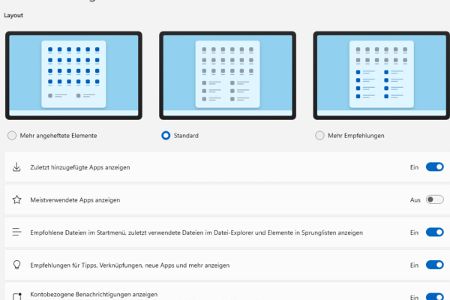 Windows 11 bietet verschiedene Optionen zur Anpassung des Startmenüs, von der Wahl des Layouts, der Anpassung von App-Empfehlungen anpassen und weiteren Personalisierungen. Windows 11 bietet verschiedene Optionen zur Anpassung des Startmenüs, von der Wahl des Layouts, der Anpassung von App-Empfehlungen anpassen und weiteren Personalisierungen.