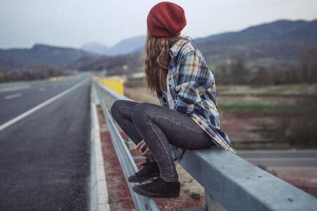 Frau Straße Autobahn Frau Straße Autobahn