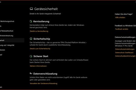 Gerätesicherheit: Schutz durch Kernisolierung, TPM-Sicherheitschip, sicheren Start und Datenverschlüsselung.